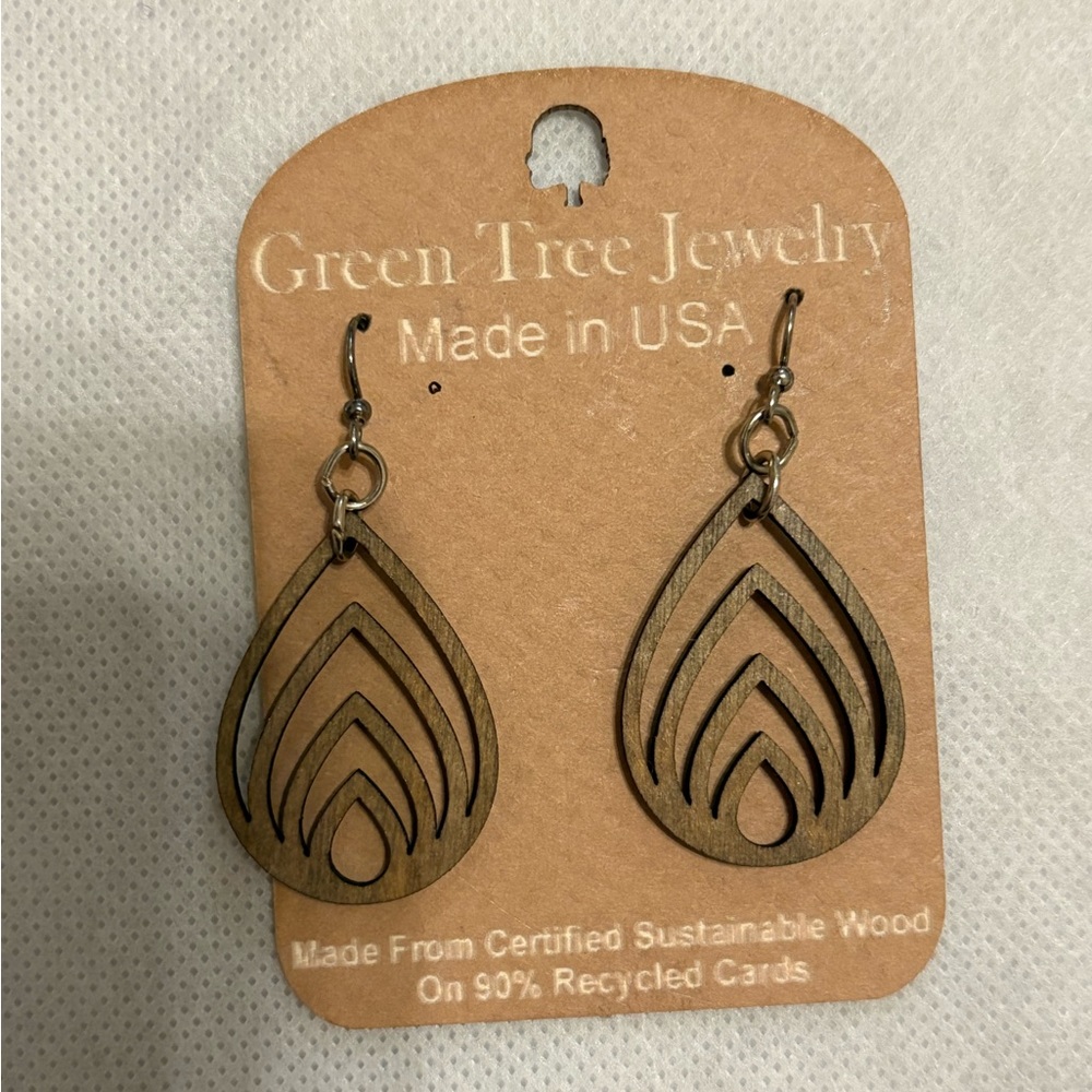 Wooden Teardrop Earrings